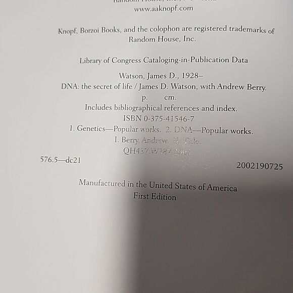 DNA: The Secret Of Life by James Watson; Andrew Berry...LENTICULAR Cover - Picture 5 of 7